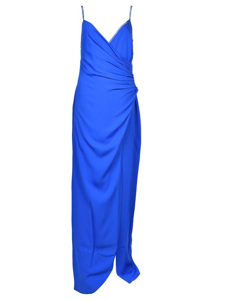 Versace Deep V-neck Dress In Blu | ModeSens