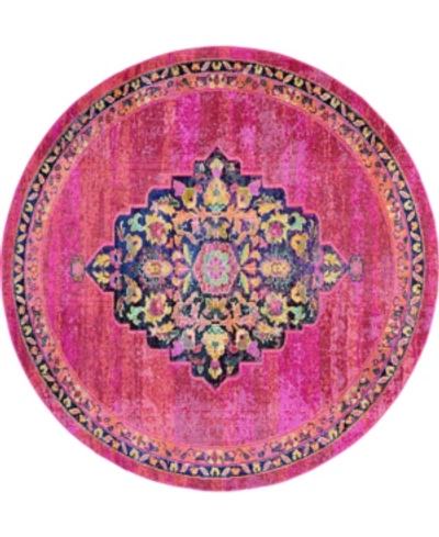 Long Street Looms Slater Sla01 Pink 7'10" Round Area Rug In Pink/flame