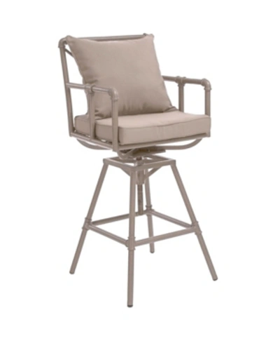 Noble House Hatteras Outdoor Adjustable Height Swivel Barstool In Beige