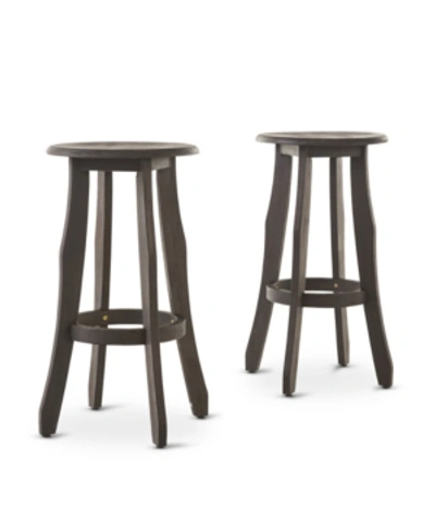 Noble House Ruthie Indoor Barstools, Set Of 2 In Dark Gray