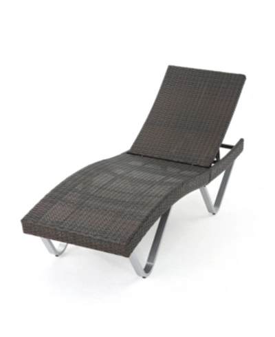 Noble House Graham Outdoor Chaise Lounge Chair In Grey