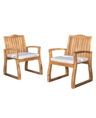 Noble House Della Outdoor Dining Chairs, Set Of 2 In Brown