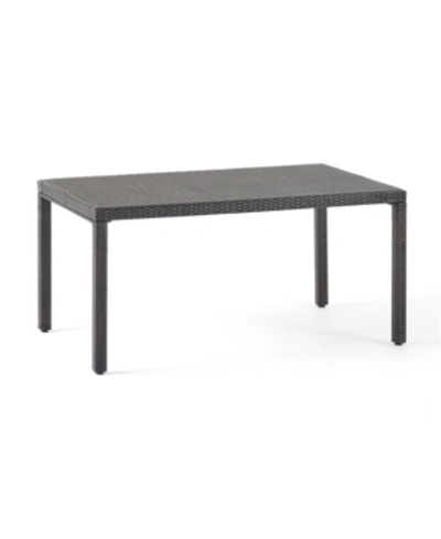 Noble House Rhode Island Outdoor Rectangular Dining Table In Dark Brown