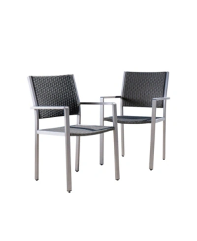 Noble House Cape Coral Outdoor Dining Chairs With Frame, Set Of 2 In Gray