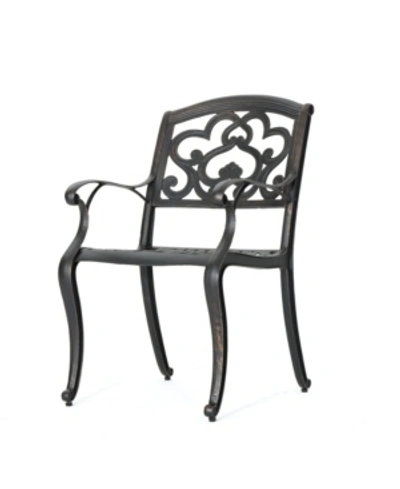 Noble House Austin Outdoor Cast Dining Chairs, Set Of 2 In Copper