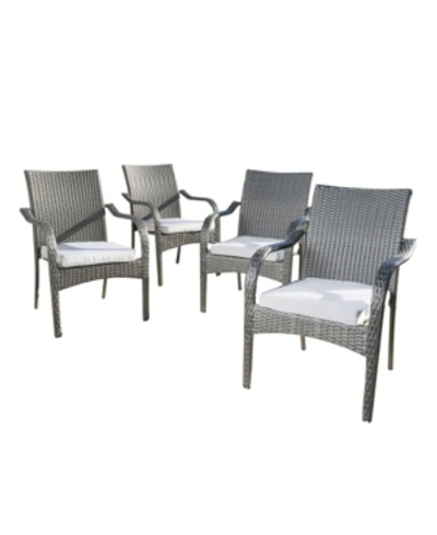 Noble House San Pico Stacking Chairs, Set Of 4 In Gray