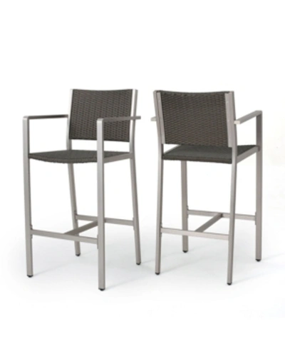 Noble House Cape Coral Outdoor 3 Piece Bar Set In Gray