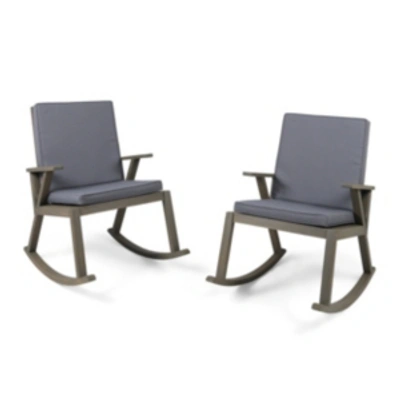 Noble House Champlain Outdoor Rocking Chair, Set Of 2 In Grey