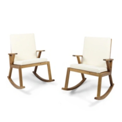 Noble House Champlain Outdoor Rocking Chair, Set Of 2 In Cream
