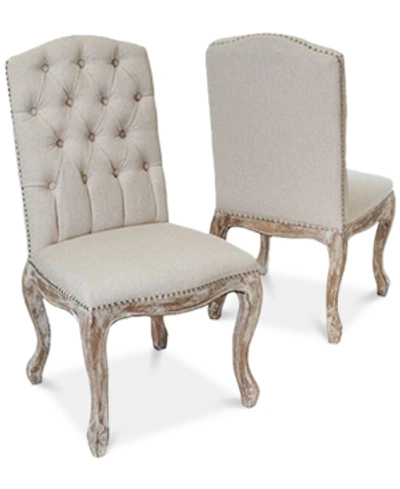 Noble House Palen Tufted Hardwood Dining Chairs, Set Of 2 In Beige