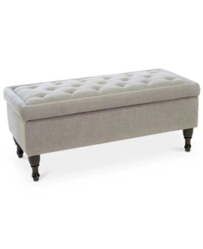 Noble House Bineta Storage Ottoman In Mixed Grey