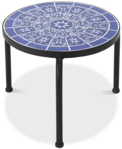 Noble House Hailey Round Side Table In Blue