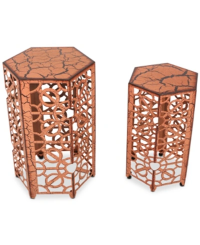 Noble House Moren Iron (set Of 2) Accent Tables In Orange