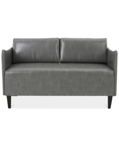 Noble House Norcia Faux Leather 51" Loveseat In Grey