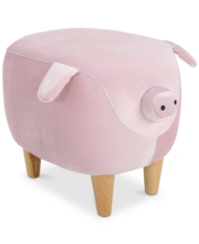 Noble House Ashley Velvet Pig Ottoman In Pink