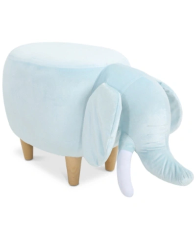 Noble House Jordan Velvet Elephant Ottoman In Light Blue