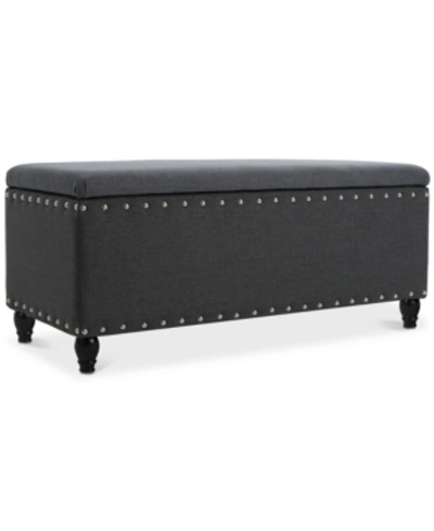 Noble House Vincy Studded Storage Bench In Charcoal