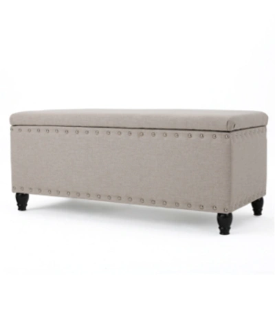 Noble House Vincy Studded Storage Bench In Tan