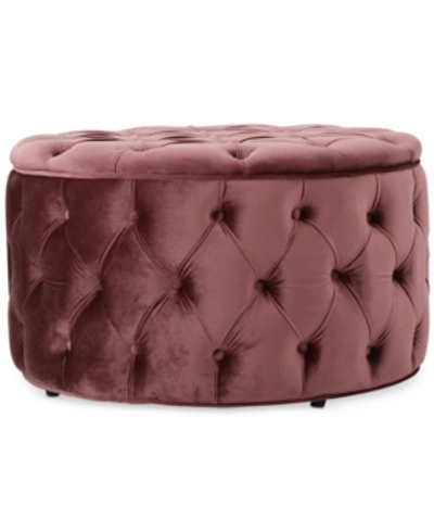 Noble House Owain Round Ottoman In Blush