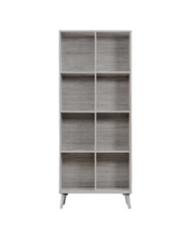 Noble House Elouera Mid Century Finish Faux Wood Bookcase In Grey