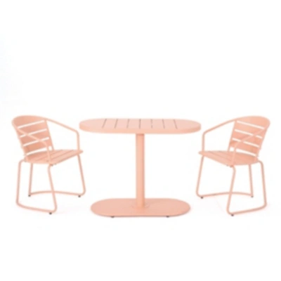 Noble House Santa Monica Outdoor 3pc Dining Set In Orange