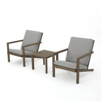 Noble House Leah Outdoor 3pc Dining Set In Grey