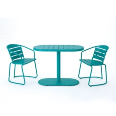 Noble House Santa Monica Outdoor 3pc Dining Set In Teal