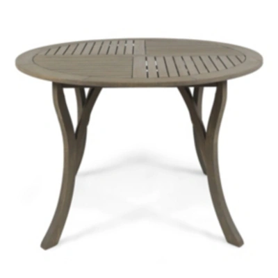 Noble House Hermosa Outdoor Round Dining Table In Grey