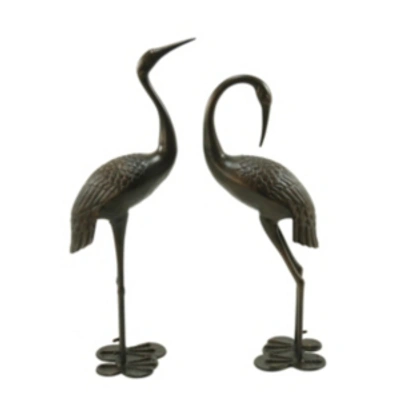 Noble House Scarlet Outdoor Crane Statues, Set Of 2 In Copper
