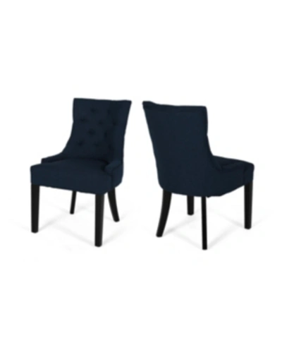 Noble House Cheney Dining Chairs, Set Of 2 In Dark Blue