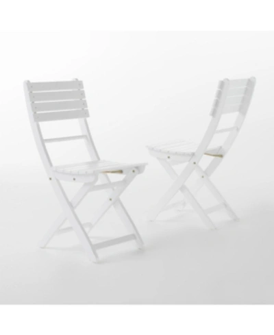 Noble House Positano Outdoor Foldable Dining Chairs, Set Of 2 In White
