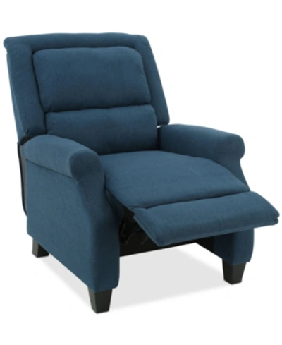 Noble House Camden Fabric Recliner In Dark Blue