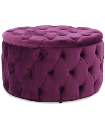 Noble House Owain Round Ottoman In Fuchsia