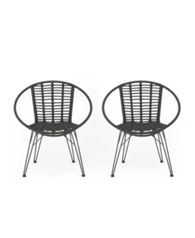 Noble House Highland Outdoor Dining Chairs, Set Of 2 In Gray