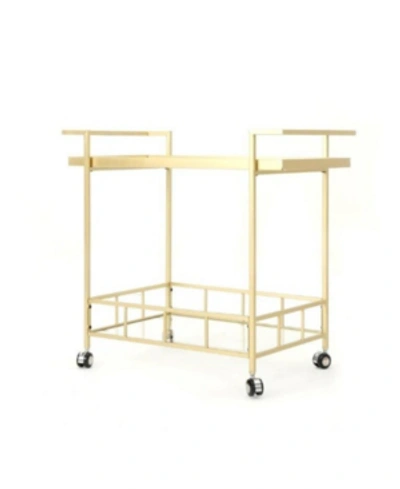Noble House Camden Indoor Industrial Bar Cart In Gold