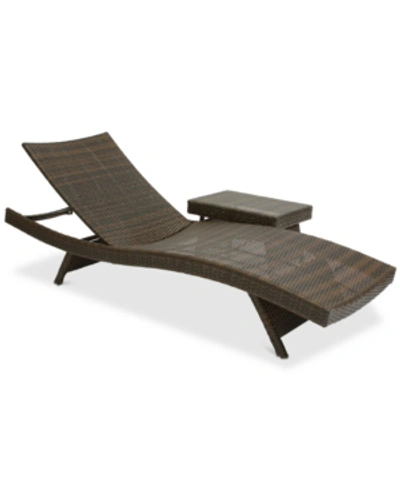 Noble House Monterey Outdoor Chaise Lounge And Table Set In Brown