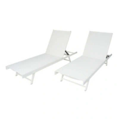 Noble House Salton Outdoor Chaise, Set Of 2 In White