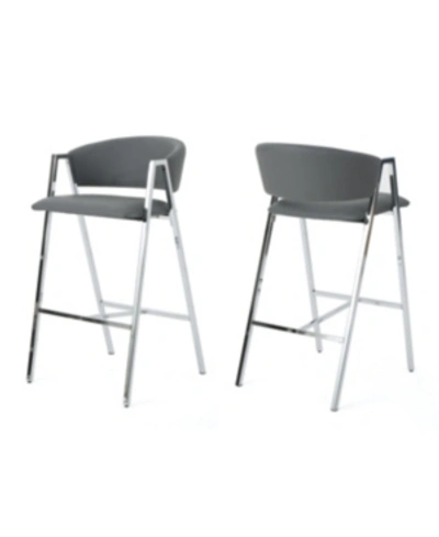 Noble House Masden Modern Barstool (set Of 2) In Grey