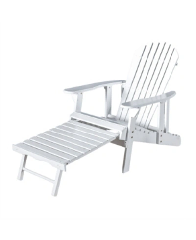 Noble House Hayle Reclining Adirondack Chair With Footrest In White
