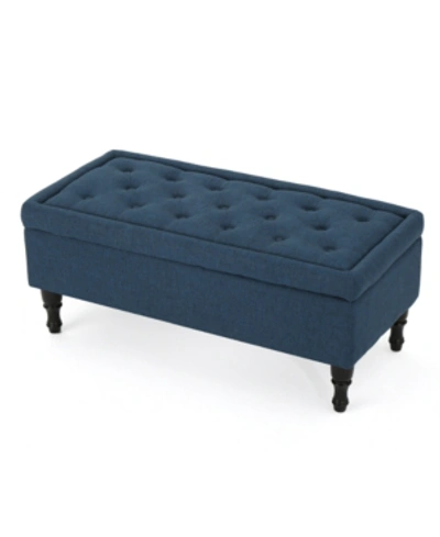 Noble House Bineta Storage Ottoman Bench In Navy Blue