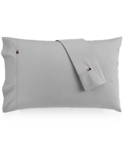 Tommy Hilfiger Solid Core Pair Of King Pillowcases Bedding In Grey