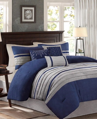 Madison Park Palmer Microsuede 7-pc. Queen Comforter Set Bedding In Blue
