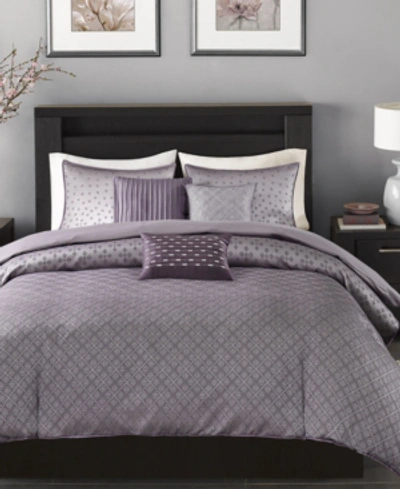 Madison Park Biloxi Geometric Jacquard 6-pc. Duvet Cover Set, King/california King In Purple