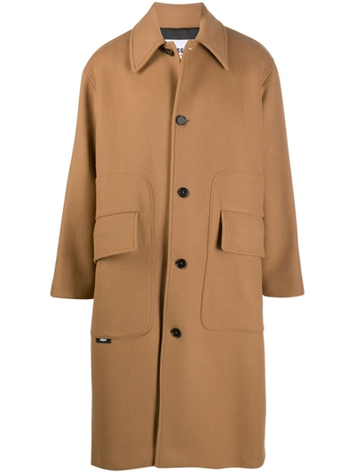 Msgm Virgin Wool Mid-length Coat In Brown
