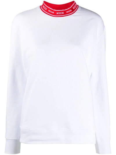 Msgm Logo-collar Sweatshirt In White