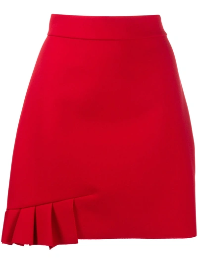 Msgm Pleat-detail A-line Skirt In Red