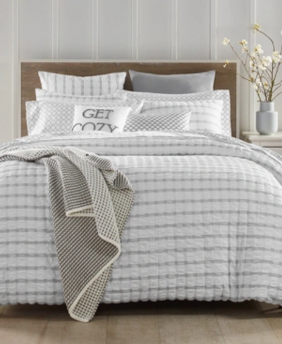 Charter Club Damask Designs Seersucker 3-pc. Comforter Set, Full/queen, Created For Macy's In White Grey