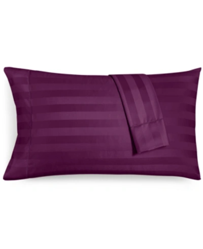 Charter Club Damask 1.5" Stripe 550 Thread Count 100% Cotton Pillowcase Pair, Standard, Created For Macy's Beddin In Mulberry
