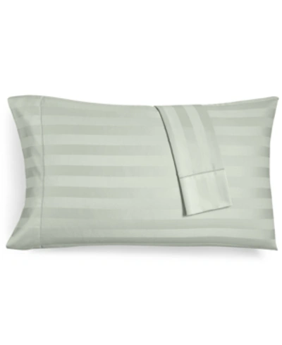 Charter Club Damask 1.5" Stripe 550 Thread Count 100% Cotton Pillowcase Pair, King, Created For Macy's Bedding In Glacier