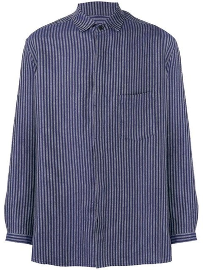Yohji Yamamoto - Woven Stripe Shirt  In Blue